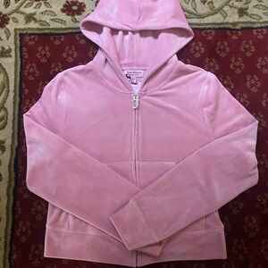 Pink Velour Zip-Up Hoodie